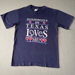 Vintage 1993 Anvil SOMEBODY IN TEXAS LOVES ME T-Shirt Mens S Single Stitch USA